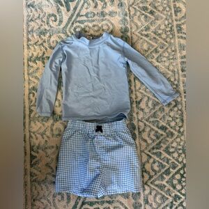 Toddler boys Ruggedbutts swim trunks and rash guard set! Size 18-24 month. Blue.